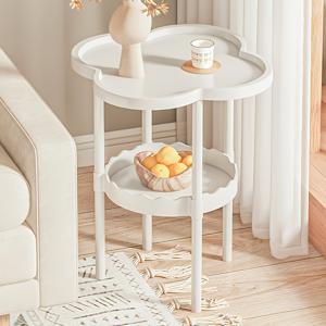 TEMU 홈 사이드 테이블 클로버 모양 소파 옆 테이블 간편한 거실 스낵 소형 티 테이블 이동식 수납 선반