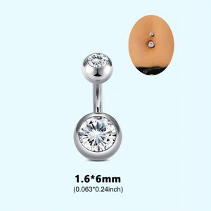 TEMU 1개 14G 복부 버튼링 304 스테인리스 스틸 원형 큐빅 지르코니아 배꼽 바벨 스터드 여성용 바디 피어싱 여성용 배꼽 링 여성용 바디 피어싱 주얼리 페티트 셀렉트 바벨 Len 6mm 8mm 10mm 12mm 14mm 16mm 18mm 실버