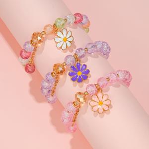 TEMU 여아용 꽃 스피너 비드 스트레치 팔찌 3개 세트, 독특한 우정 주얼리, 생일 축하 및 음악 행사를 위한 스타일리시하고 귀여운 아이템, 딸과 손녀를 위한 완벽한 선물