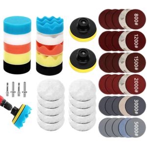 TEMU 56개 광택 액세서리 세트 (스크루드라이버 전용), 80mm 광택 스펀지 패드 포함, 앵글 그라인더 광택용, 광택기용으로 설계, 광택 작업에 널리 사용