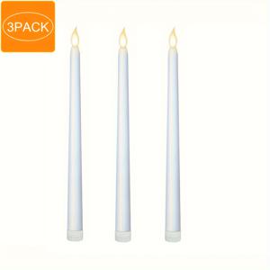 TEMU 3개 세트 LED 깜빡이는 캔들 - 배터리 작동 무화염 깜빡이는 캔들, 따뜻한 화이트 라이트, 내구성 있는 플라스틱 소재, 발렌타인데이, 새해, 결혼식, 홈 데코에 적합 - 화이트/블랙/, 배터리 미포함, 배터리 작동 캔들, 휴일 조명, 심플한 캔들 디자인, 스위치 조절 라이트