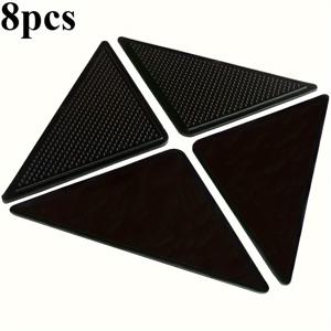 TEMU 8개 재사용 가능한 미끄럼 방지 카펫 고정제, 양면 접착제 - 가정 안전 장식 - 카펫 고정 스트랩 4개 + 보조 스트립 4개