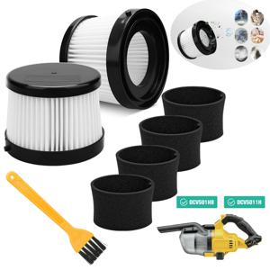 TEMU DCV501HB 진공 필터용 7팩, DEWALT 20V 무선 핸디형 진공 청소기와 호환되는 세척 가능한 재사용 가능 HEPA 교체 필터, Part # DCV5011H와 비교, (필터 엘리먼트 2개 + 필터 스크린 4개 + 브러쉬 조합 1개)