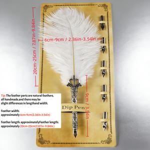 TEMU 빈티지 깃털 딥펜 6종 세트, 펜 1개 + 펜촉 5개, 캘리그라피 필기구 선물, 캘리그라피 창작, 사무용 필기, 아버지의 날, 신학기 시즌, 생일 선물용