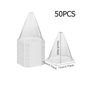 TEMU 작은 투명 플라스틱 식물 클로치 50개입 - 가벼운 디자인, 통기성 좋은 원뿔형 정원 보호 커버 (새, 서리, 바람, 달팽이 방지) - 씨앗, 허브, 채소에 적합한 내구성 좋은 휴대용 식물 커버
