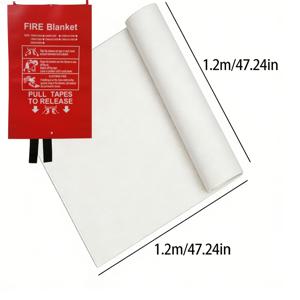 TEMU 120Cm X 120Cm 화재 방지 덮개, 주방 및 가정에 적합한 유리 섬유 덮개, 화재 진압 덮개, 캠핑, 자동차, 주방