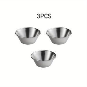 TEMU 3개 SUS304 스테인리스 스틸 딥핑 소스 컵, 1.5Oz 재사용 가능한 메탈 램킨, 상업용 조미료 볼, 개별 드레싱 용기, 가정/레스토랑/샤르코트리 보드/치즈 보드용 작은 원형 오주 컵, 크리스마스/할로윈
