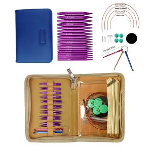 TEMU 34개 뜨개질 도구 미니 초단 5.5CM 분리형 원형 바늘 세트 9쌍 3.0-6.0mm PU 가방