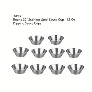 TEMU 304 스테인리스 스틸 다용도 소스 컵 10개 세트, 케첩 컵 2.5oz(약 80ml), 디핑 소스 컵 1.5oz(약 50ml); 식당 및 가정용