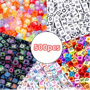 TEMU 500개/세트 생동감 넘치는 5가지 색상 정사각형 글자 패턴 아크릴 비즈 - 다용도 비즈 도구로 창의적인 디자인 완성 - DIY 액세서리 및 공예 프로젝트에 완벽, 여성용 휴대폰 체인 제작