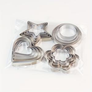 TEMU 20개 스테인리스 쿠키 몰드, 다섯개 별 모양 하트 꽃 원형 케이크 무스 링 주방 베이킹 DIY 주방용 몰드