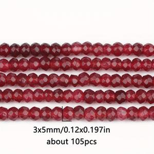 TEMU 3x5mm 약 105개 레드 가넷 스톤 비즈 - 페이셋 컷 루즈 비즈, DIY 팔찌 목걸이용 인조 보석, 훌륭한 선물