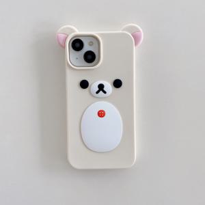 TEMU 휴대폰 케이스 - 귀엽고 재미있는 플랫 곰돌이 실리콘 폰 케이스, 아이폰 11부터 17 Pro/Pro Max/Plus 호환
