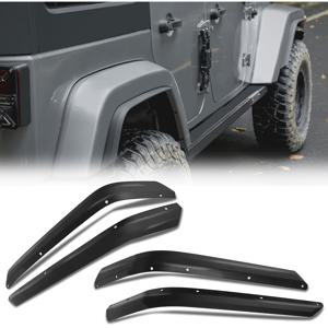 TEMU 2007년부터 2018년까지의 Wrangler JK JKU Unlimited 모델에 적합한 휠 펜더 라이너 4개 세트 (전면 및 후면 펜더 플레어 포함)