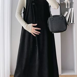 TEMU 가을 겨울 신상 다용도 배 덮는 멜빵 스커트 코듀로이 조끼 원피스