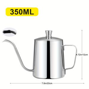 TEMU 스테인리스 스틸 구즈넥 커피 & 차 주전자 - 350ml, 집 & 주방 사용을 위한 정밀 드립 주둥이, 캠핑에 이상적