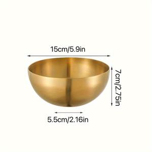 TEMU 1개 골드 스테인리스 스틸 믹싱 볼 - 15Cm/20Cm/25Cm 내구성, 파손 방지, 샐러드, 디저트, 밥, 면 등을 위한 다용도 볼 - 가정, 파티, 결혼식, 휴일에 적합