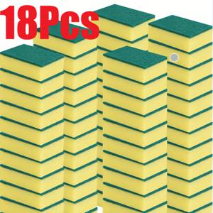 TEMU 18/36/46/56/66/72/76/180개 주방 스펀지, 다기능, 뛰어난 흡수력, 녹 및 기름 얼룩 제거, 식기류, 조리 기구 및 가구 청소용 이중 레이어 그립 디자인