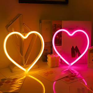 TEMU 2개 팩, 발렌타인데이 하트 모양 LED 네온사인, 배터리/USB 전원 - 듀얼 전원, 웨딩, 파티, 발렌타인데이 장식 분위기 조명, 방, 거실 장식에 적합 (배터리 미포함)