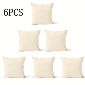 TEMU 리넨 소재의 6개 세트 베개 커버, 18x18인치, 거실, 침대, 소파 장식용 쿠션 커버에 적합