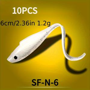 TEMU 2025년 롤 피쉬 루어 10개입, 민물 낚시용 소프트 베이트 (Weever, Topmouth Culter, Mandarin Fish 목표), 야생 낚시 스포츠에 적합
