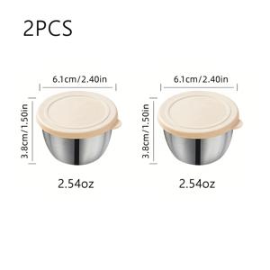 TEMU 2개/4개입, 뚜껑 포함 소스 컵, 2.54Oz 재사용 가능한 소스 용기, 누출 방지 페 뚜껑, 스테인리스 스틸 소스 컵, 샐러드 드레싱 용기, 피크닉 여행용 커트러리, 학교 점심 도시락, 주방 용품, 식당 용품에 적합