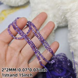 TEMU 고품질 5A 천연 자수정 스톤 비즈 1줄, 2X2mm 파체드 스페이서 비즈가 특징이며, 주얼리 제작에 이상적입니다 - 팔찌 및 목걸이, 수제품 및 비즈 공예에 적합합니다.