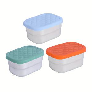 TEMU 1/3개 스테인리스 스틸 스낵 박스, 8Oz 직사각형 식품 용기, 실리콘 뚜껑이 있는 소스 컵, 소스, 과일, 토마토 소스에 적합한 다용도 소형 용기, 피크닉 및 여행용 식기, 주방용품, 레스토랑 용품으로 사용 가능