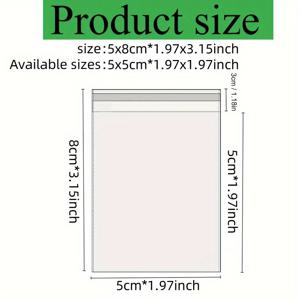 TEMU 300개 투명 비닐 봉투 (자체 접착식), 다양한 크기로 배송 포장, 주얼리, 헤어 액세서리, 문구류, 의류, 양말 포장에 적합, 생일 파티 선물, Eid Al Fitr 축하 행사에 완벽