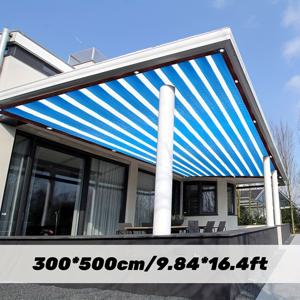 TEMU 야외 대형 발코니 그늘막 네트 및 울타리 사생활 보호 스크린 통기성 그늘막 천, 90% 차광율 파란색 및 흰색 암호화 폴리에틸렌 원단, 아일렛 포함, 데크, 파티오, 정원, 현관에 적합