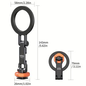 TEMU VRIG MG-28 마그네틱 폰 삼각대 마운트, 0.64Cm 스레드 콜드 슈 360° 회전, 아이폰 17 16 15 14 13 12 시리즈 모든 시리즈 폰 호환, 마그네틱 링 삼각대 마운팅 어댑터