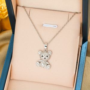 TEMU 패션 /포니 목걸이 1개, 곰 펜던트 목걸이, 귀여운 동물 곰 펜던트 목걸이, 여아용 크리스마스 선물, 구리