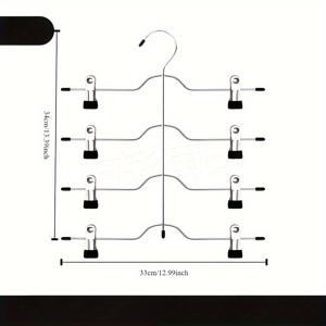TEMU 공간절약형 4단 바지걸이 - 미끄럼방지 핸들, 조절 가능한 클립, 다용도 옷장 정리대, 청바지·스커트·레깅스에 적합, 내구성 강한 스틸 & PVC 소재, 블랙