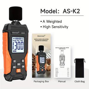TEMU Aivoos 디지털 고정밀 핸드헬드 소리 측정기, 데시벨미터, 30-130dB 범위, 데시벨 측정, 소음 레벨 미터, 소음 데시벨리오스 데시벨 모니터