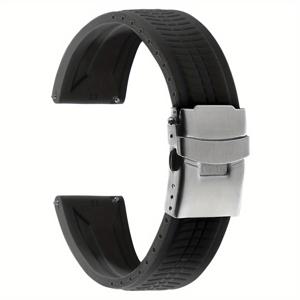 TEMU 남성용 20mm 및 22mm 실리콘 시계 밴드, 삼성, 화웨이, 오메가, 세이코 시계 교체에 적합, 방수 기능, 디플로이언트 클립 및 퀵 릴리스 디자인