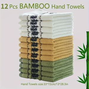 TEMU 부드러운 타월 12개 세트, 대나무 섬유 소재, 흡수성 및 속건성 핸드 타월, 매우 부드럽고 피부에 친화적, 손과 얼굴을 닦기용 초흡수성, 가정용 욕실 및 헬스장에 적합, 이상적인 욕실 용품