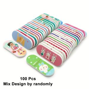 TEMU 100개 미니 만화 양면 네일 폴리쉬 스왑 귀여운 샌딩 스트립 1.97인치 길이 스펀지 네일 폴리쉬 파일 프레스온 네일 네일 도구 세트