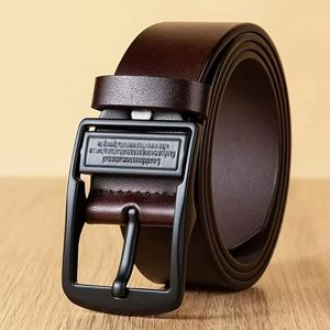 TEMU 남성용 소가죽 격자 가죽 벨트, 블랙 합금 버클, 양면 레터 디자인, 다양한 스펙 및 사이즈로 선택할 수 있는 패셔너블한 추가 아이템