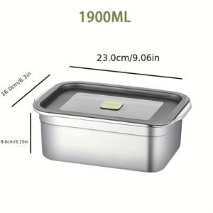 TEMU 1개 304 스테인리스 스틸 직사각형 밀봉 뚜껑 식품 보관 용기, 보관 용기, 냉장고 및 냉동고 보관용 식품 보존 냉동실 박스, 다기능 세척이 쉬운 식품 용기, 용량: 700ml, 1000ml, 1500ml, 1900ml, 식기세척기 사용 가능, 오븐 사용 가능, 증기 배출 밸브 PVC 포함, 미니/휴대용/가성비에 중점