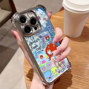 TEMU 휴대폰 케이스 - Y2K 일본 레트로 여학생 폰 케이스, 아이폰 17, 16E, 16, 15, 14, 13, 12, 11 Mini Pro Max, Air, X, XR, XSMAX, 8, 7 Plus 호환, 충격 방지 투명 소프트 백 커버