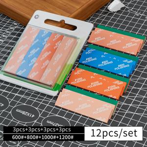 TEMU 12개 샌드페이퍼 스펀지 세트, 모델 도구, 습식 및 건식 사용 모두에 적합, 곡면 샌딩 및 연마용. 다양한 입자 크기의 종이 포함, 전문가용 모델 공예 샌딩 도구, 다양한 사양: #600, #800