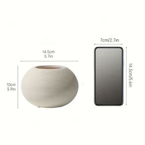TEMU 모던 세라믹 소형 원형 꽃병 거실 꽃꽂이 드라이 플라워 식탁 창의적인 데스크탑 장식 장식품