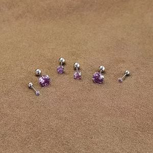 TEMU 6개입 3mm 4mm 5mm 보라색 파란색 흰색 스테인리스 스틸 저자극성 스크류 트라구스 귀걸이 피어싱