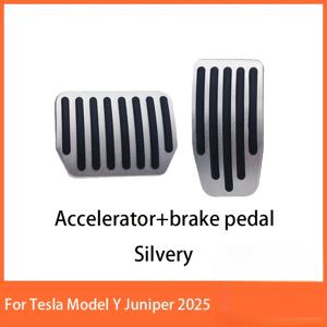 TEMU Tesla Model Y Juniper 2025 업그레이드 풋 페달 패드 미끄럼 방지 가속기 레스트 성능 향상 알루미늄 매트 추가