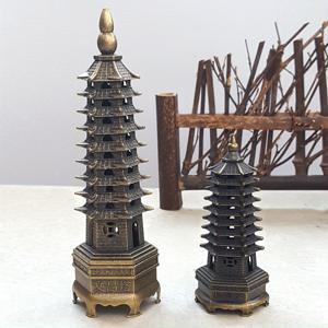 TEMU 2개 세트 구층탑 향로, 전통적인 탑 디자인과 다층 구조, 각 층에 정교한 조각, 기초에 
