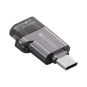 TEMU KODAK Type-C 3.0 고속 카드 리더 C100 (TF Mini 차량용 메모리 카드 보관), TF/Micro SD, Micro SDHC, Micro SDXC 호환 (최대 2TB 지원)