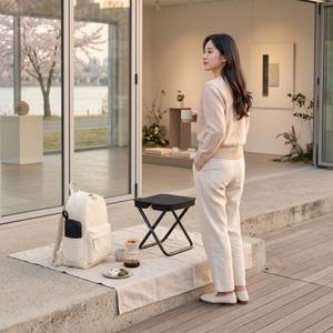 TEMU 휴대 간편 접이식 스툴 의자, 초경량 설계·X형 안정 지지·콤팩트 3단 폴딩·이중 수납 디자인, 캠핑 낚시 대기용