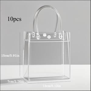 TEMU 그녀/그를 위한 선물용 헤비듀티 투명 PVC 재사용 가능한 선물 가방 10개 세트, 흰색 링 손잡이 포함 | 얼룩 방지 | 대용량 토트백, 결혼식, 생일, 어머니의 날, 졸업 파티용 | 사탕, 비즈니스 행사, 명절 선물용으로 이상적 | 비종이 제품