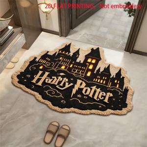 TEMU YXDDTER0327 폴리에스터 2D 평면 프린트 워너 도어매트 1개입 (해리 포터), 부드러운 플란넬 웰컴 러그, 침실 및 거실에 적합한 매우 포근한 바닥 매트, 실내 크리스마스 홈 데코레이션에 이상적인 미끄럼 방지 카펫
