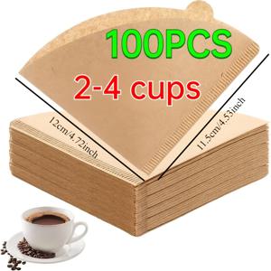 TEMU 2-4컵 V자형 커피 필터, 무漂白 종이, 브루잉 및 드립 커피용, 대부분의 커피 머신에 적합, 가정/레스토랑을 위한 이상적인 커피 액세서리